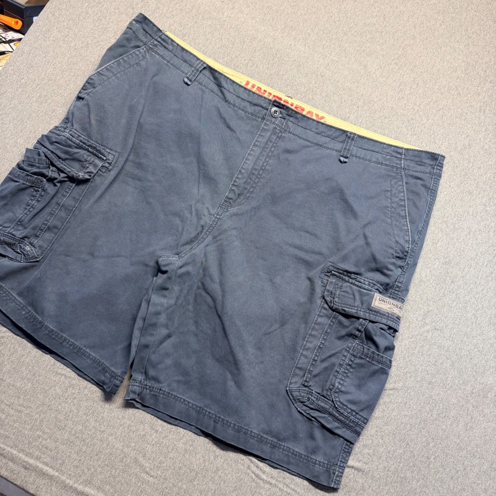 Unionbay Mens Navy Blue Cotton Cargo Shorts Size 54 Relaxed Fit Multi Pocket